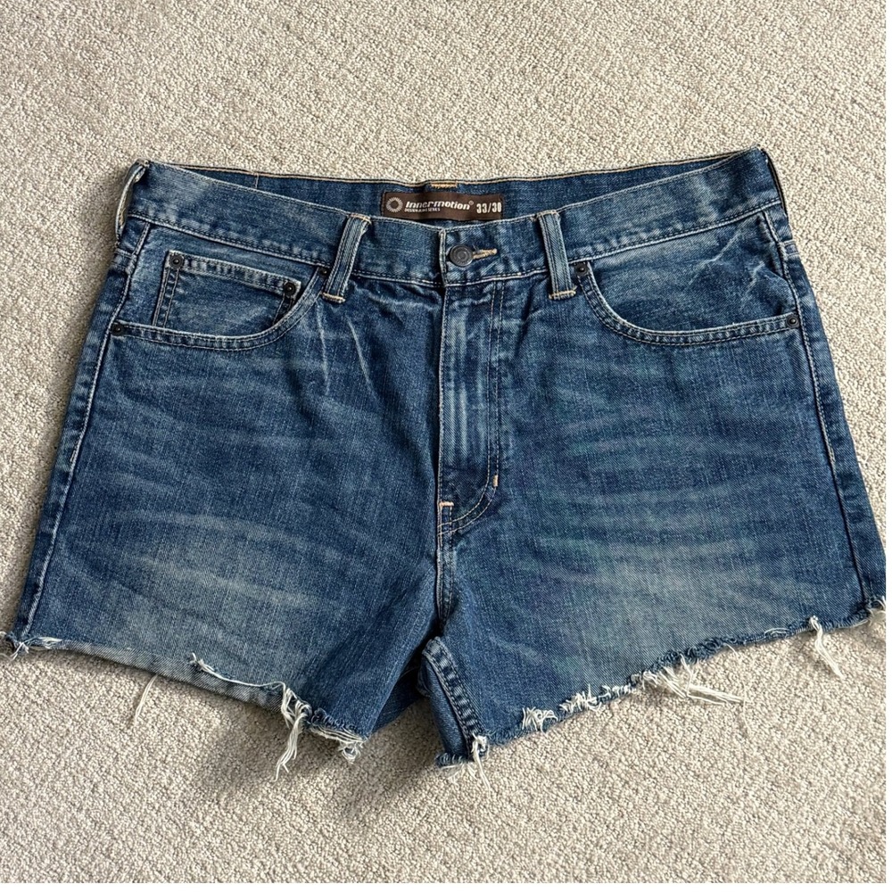 Innermotion Denim Shorts Raw Hem Blue Jean‎ Shorts Distressed Womens Size 33
